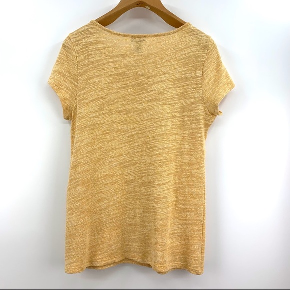Jones New York Yellow Marled Knit Lightweight Short Sleeve Sweater, Large - Picture 2 of 16
